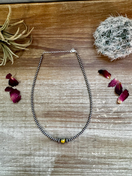 14 inch 3 mm sterling silver pearls choker - with bumblebees beads