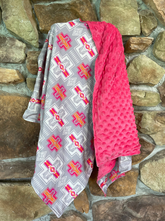 Pink Aztec Baby Blanket