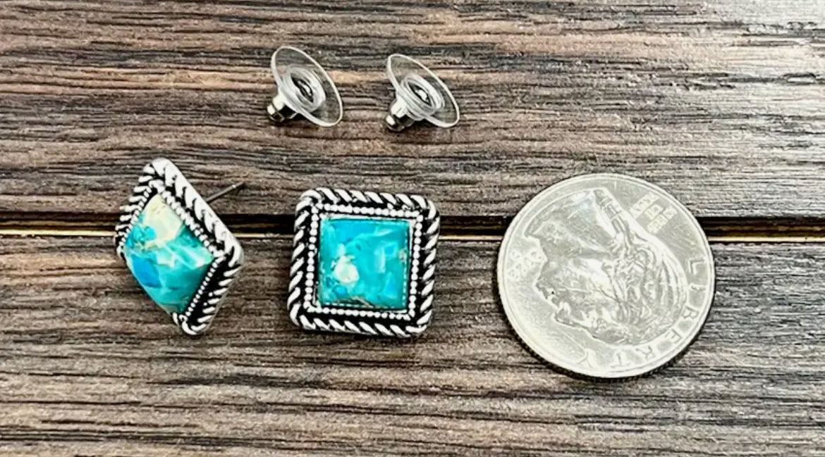 10mm Square Gemstone Studs