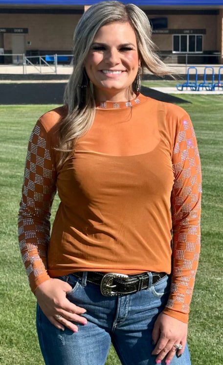 Checked In Burnt Orange
