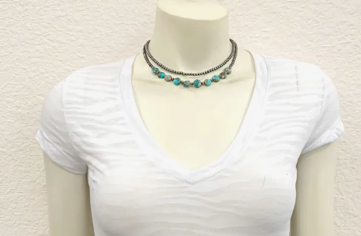 15” Double Round Gemstone Necklace