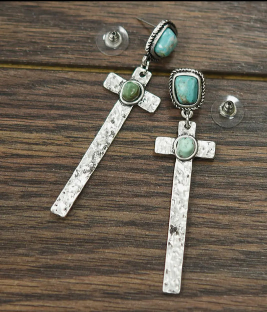 Cross Turquoise Earrings