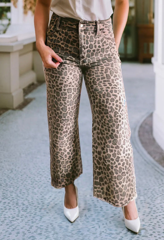 Leopard Frayed Edge Jeans