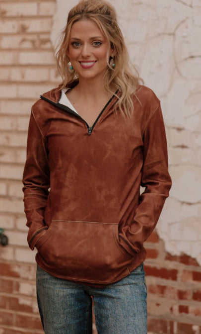 Cowgirl Fade Pullover- Saddle