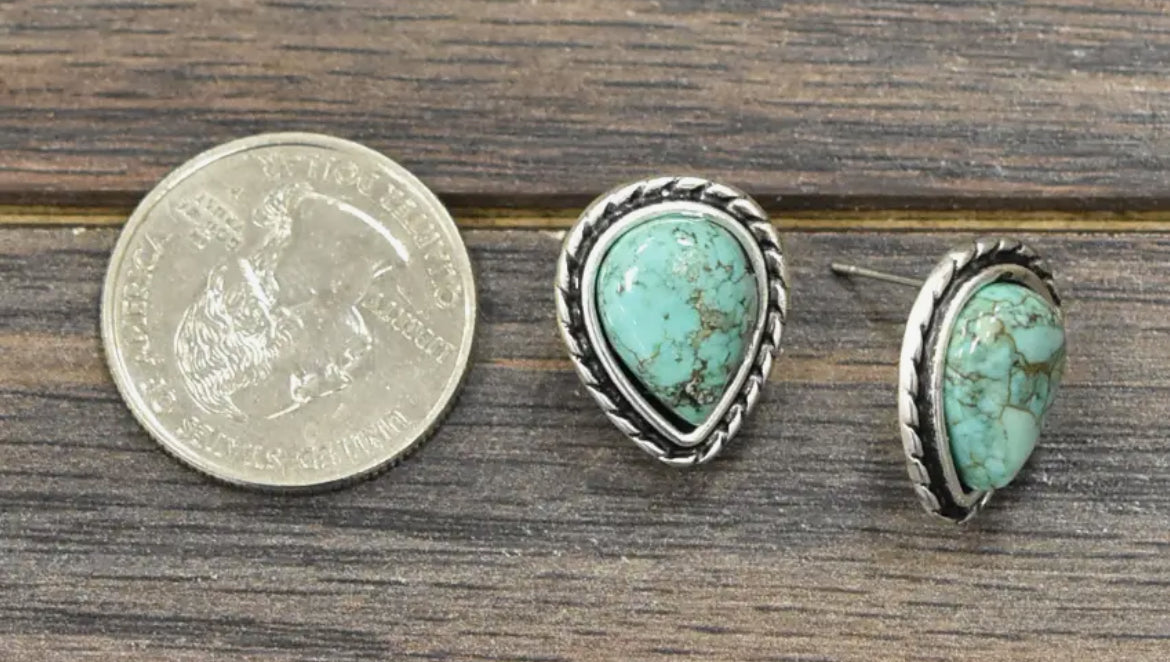 13mm Drop Turquoise Studs
