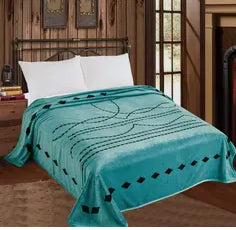 Turquoise Bootstitch King Throw Blanket