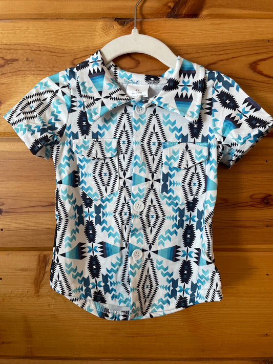 Kids- Blue Aztec Button Up