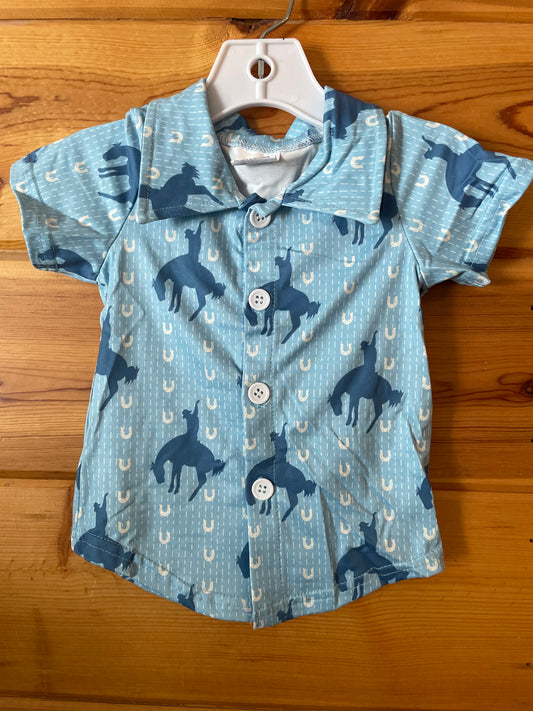 Kids- Blue Bronc Button Up