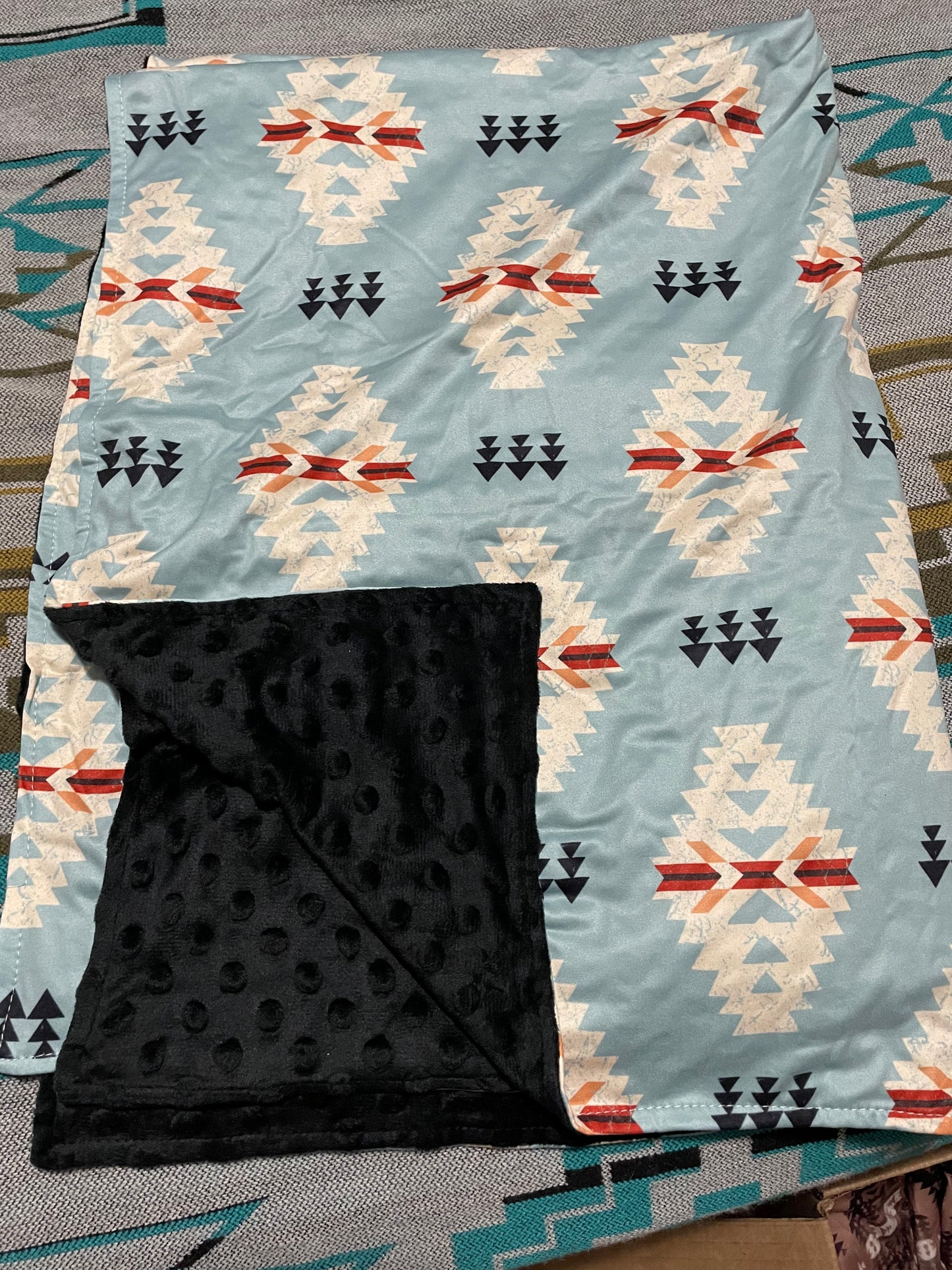 Blue Aztec Baby Blanket