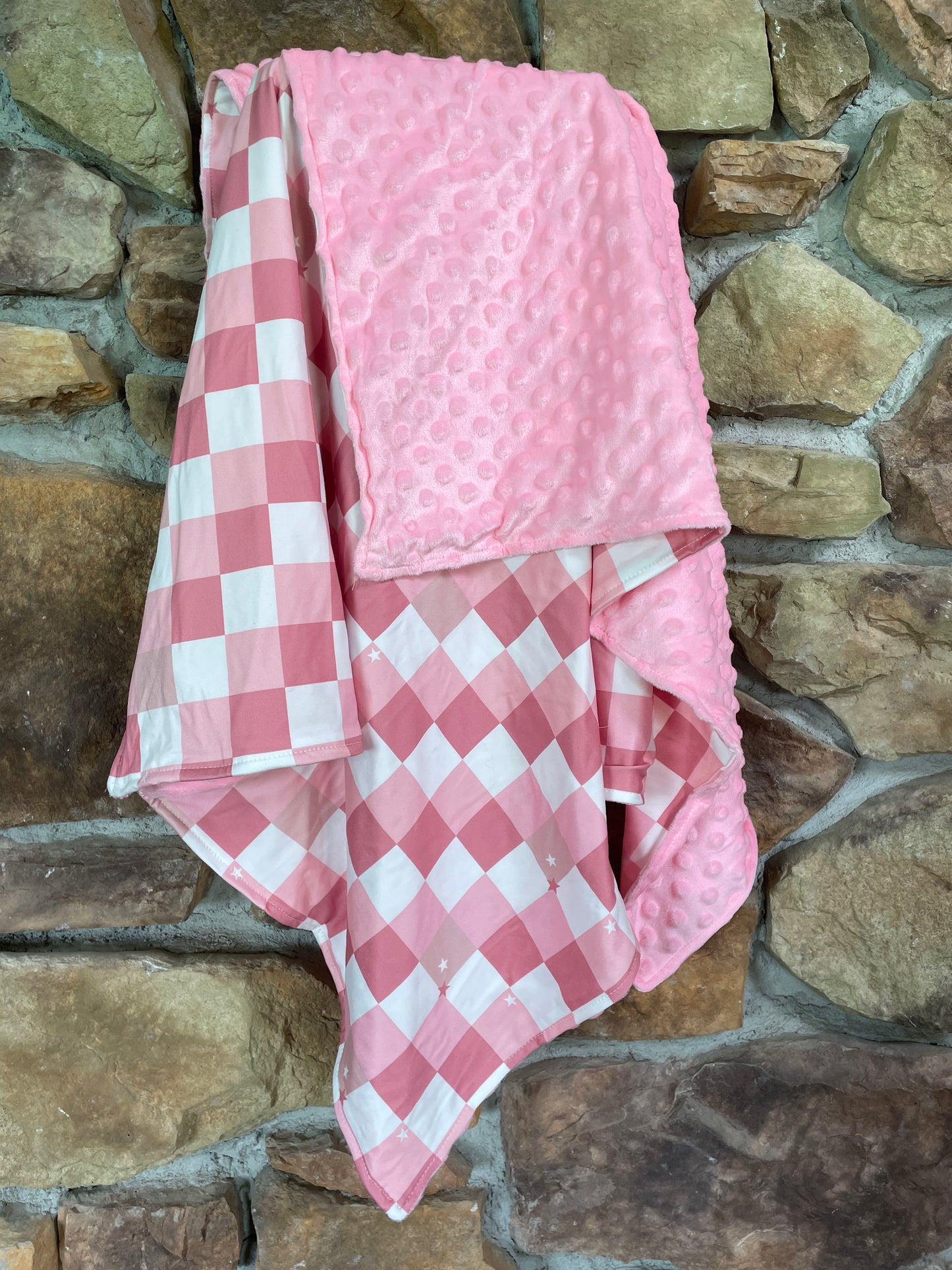 Pink Checkered Baby Blanket