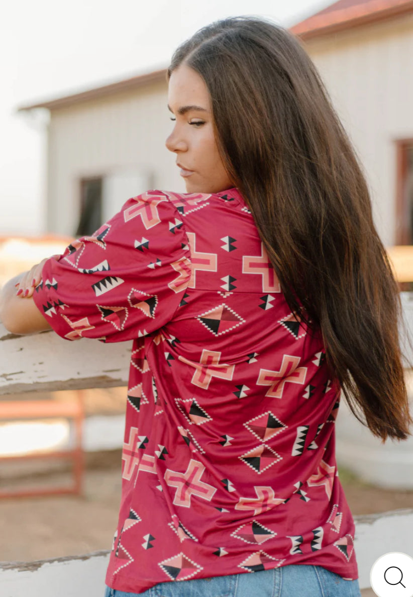 Berry Aztec Top