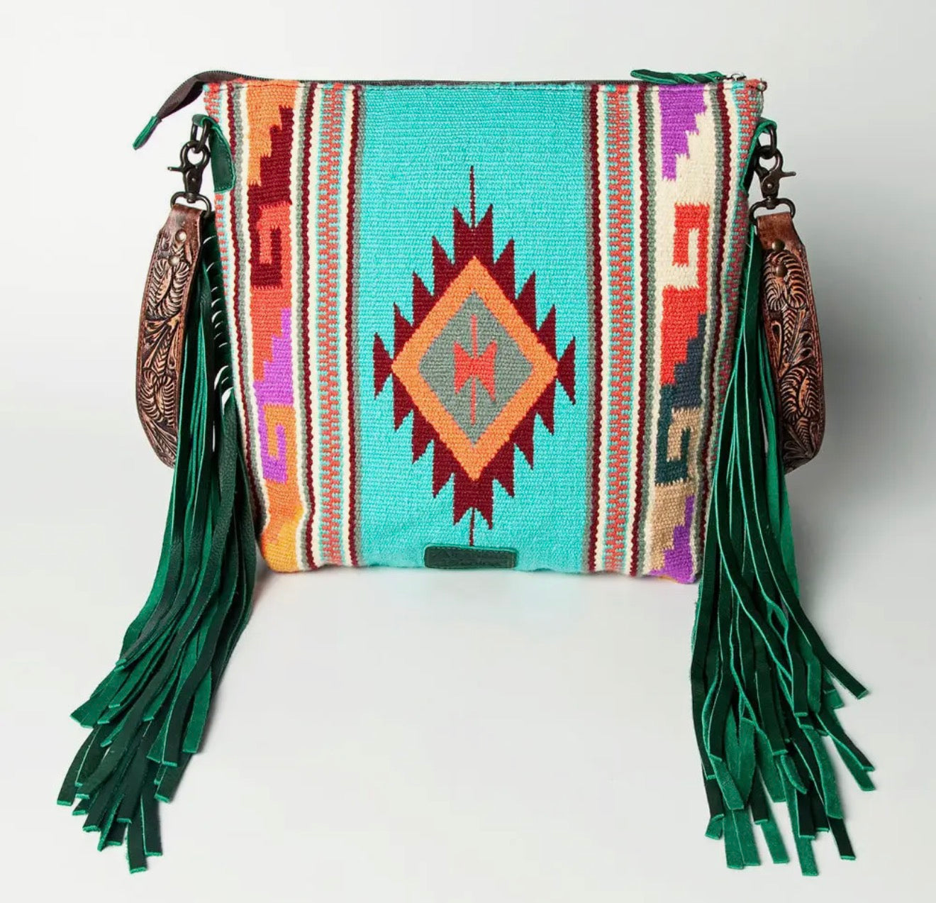 Teal Fringe Crossbody