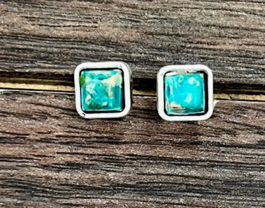 6mm Square Gemstone Studs