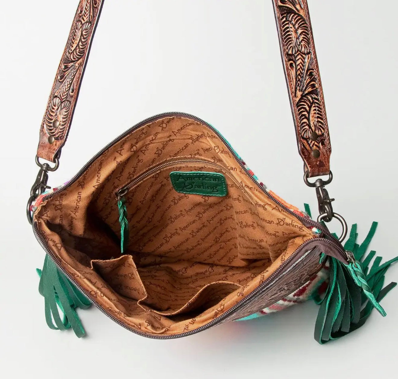 Teal Fringe Crossbody