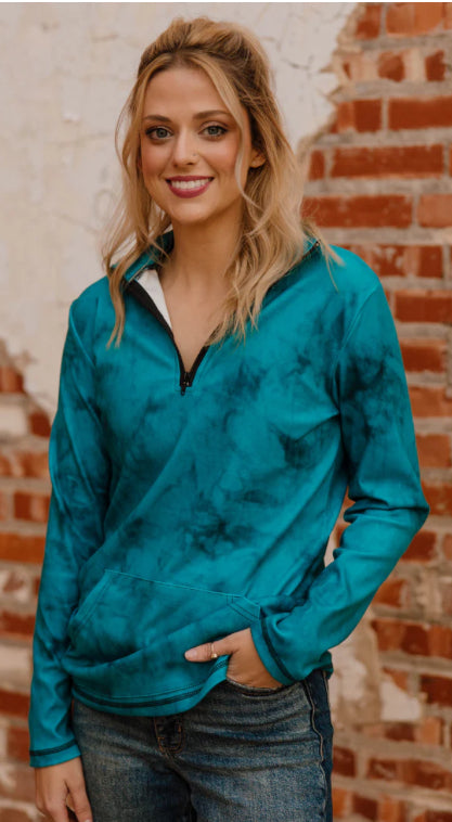 Cowgirl Fade Pullover- Turquoise