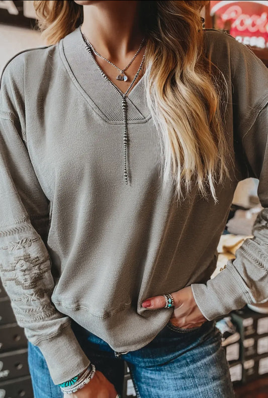 Aztec Embroidered Sweatshirt
