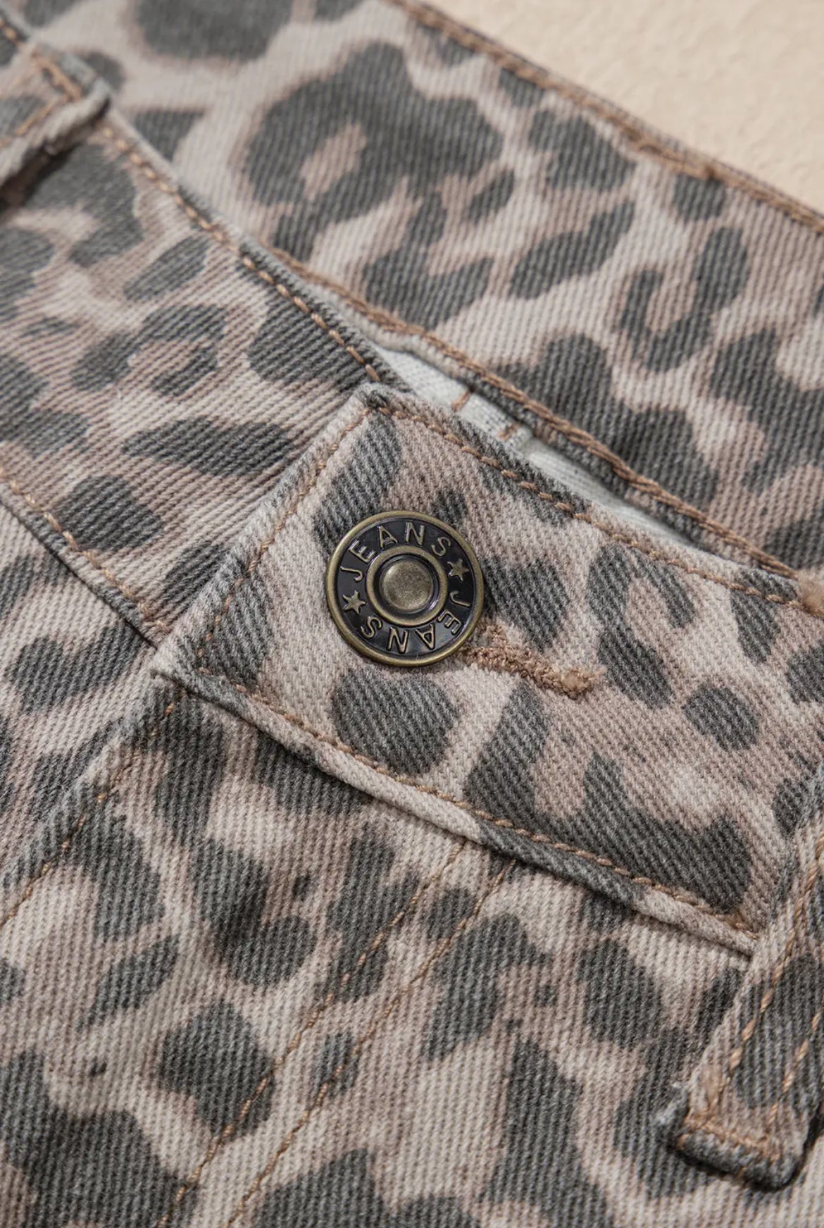 Leopard Frayed Edge High Waist Jeans