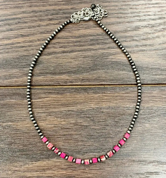 15” Square Gemstone Necklace