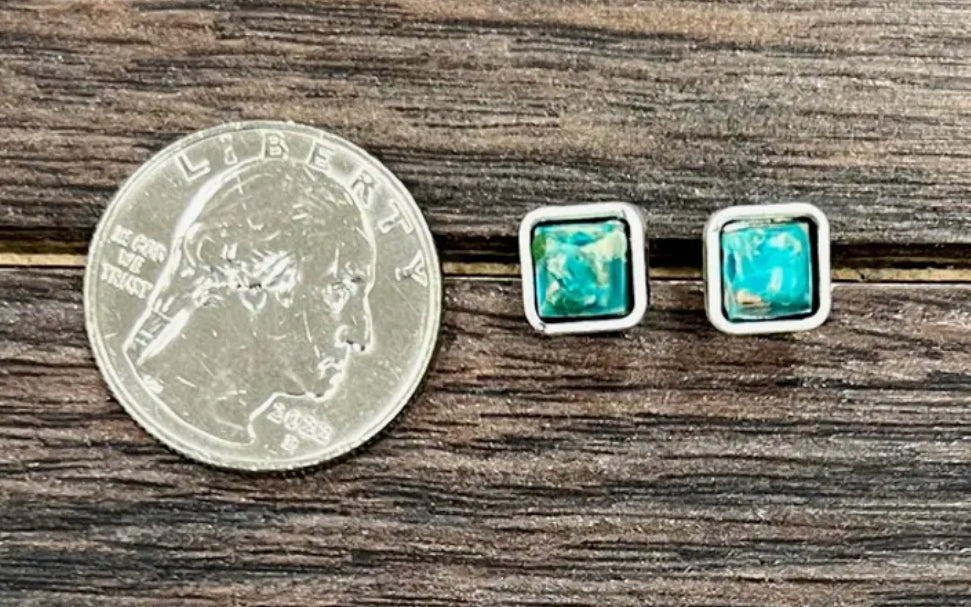 6mm Square Gemstone Studs