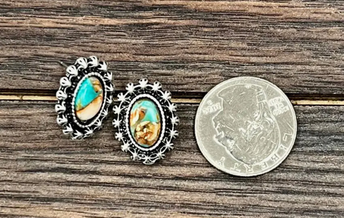 10mm Oval Gemstone Studs