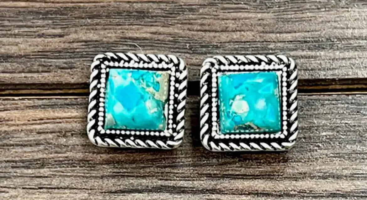 10mm Square Gemstone Studs