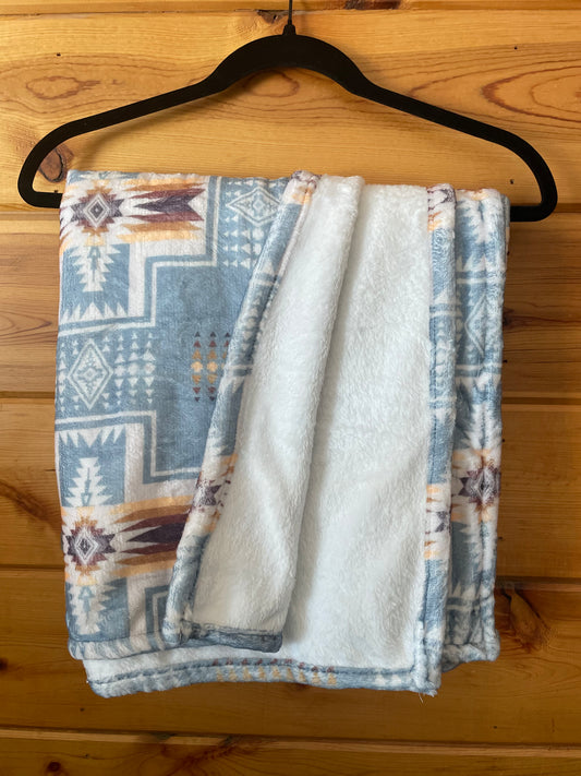 Blue Aztec Plush Blanket