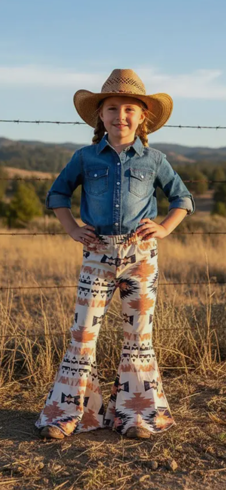 Kids- Brown Aztec Denim