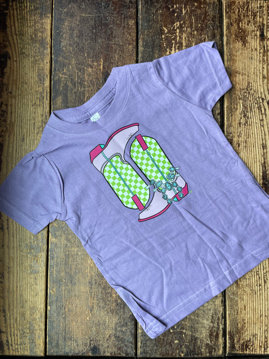 Kids- Checkered Boot Tee