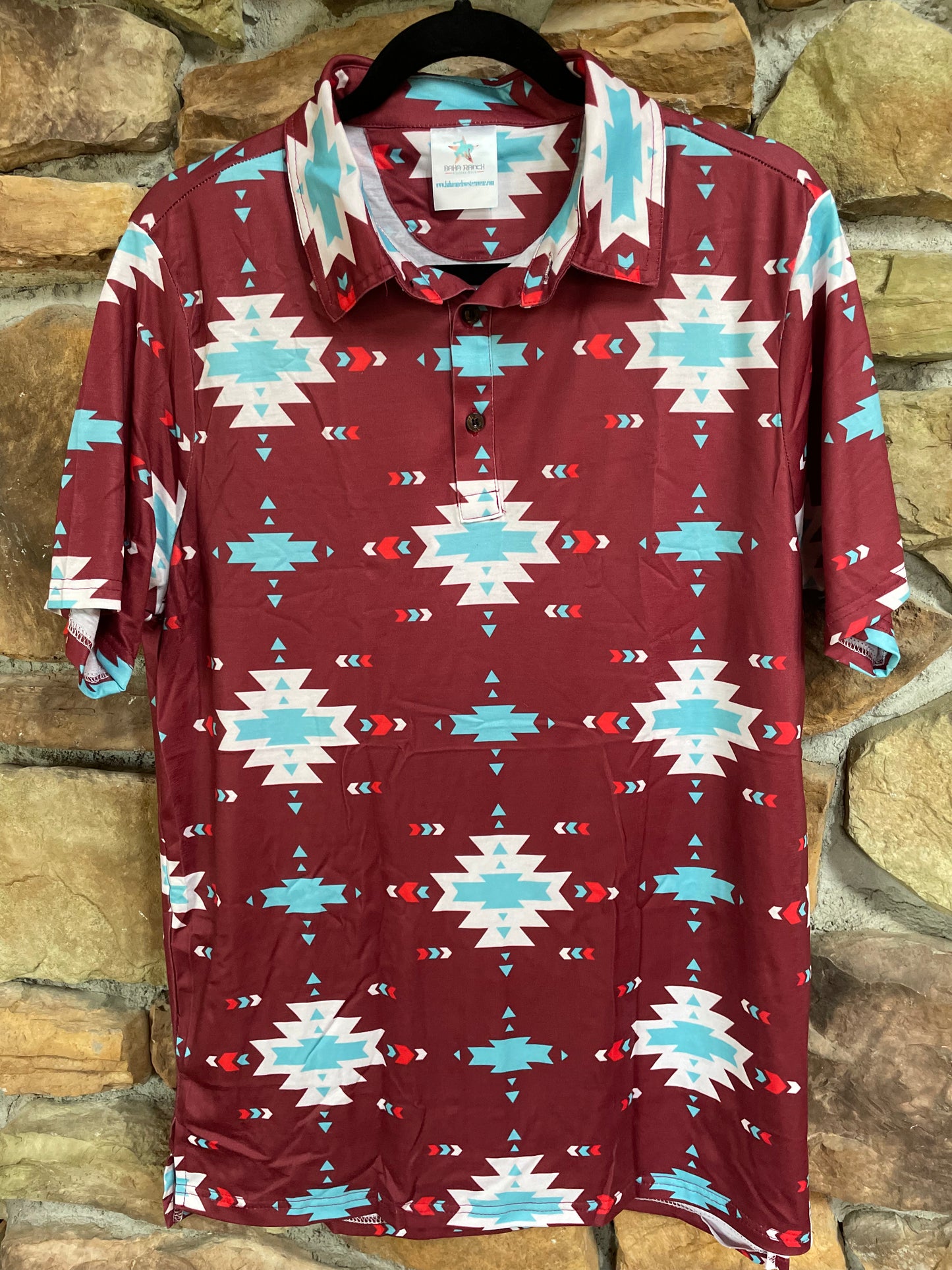 Men’s Burgundy Aztec Polo