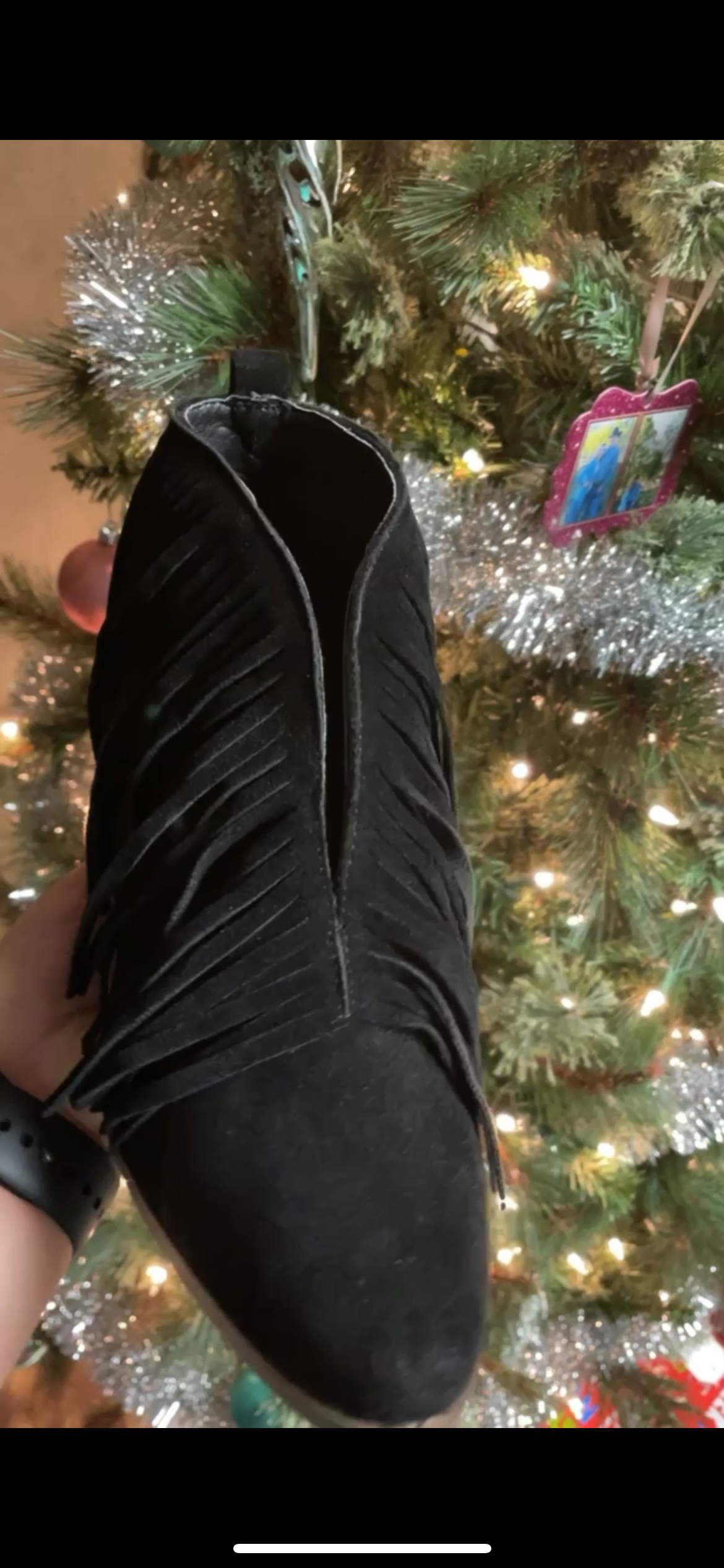 Black Fringe Heels